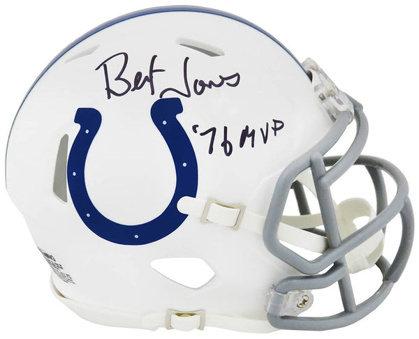 Bert Jones Signed Colts White Speed Mini Helmet w/76 MVP - (SCHWARTZ COA)