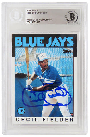 Cecil Fielder Signed Blue Jays 1986 Topps Rookie Card #386 - (Beckett Slabbed)