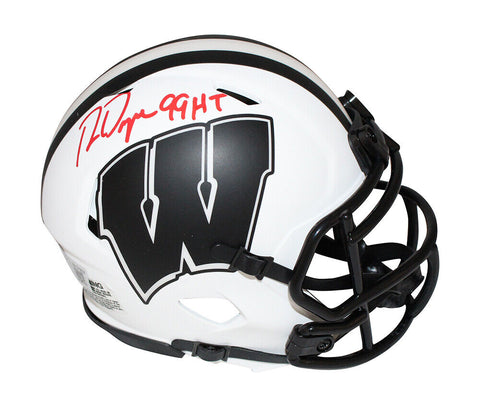 Ron Dayne Autographed Wisconsin Badgers Lunar Mini Helmet Beckett 40492