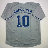 Autographed/Signed Gary Sheffield Los Angeles LA Grey Baseball Jersey JSA COA