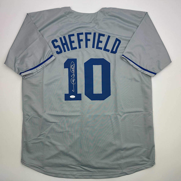Autographed/Signed Gary Sheffield Los Angeles LA Grey Baseball Jersey JSA COA
