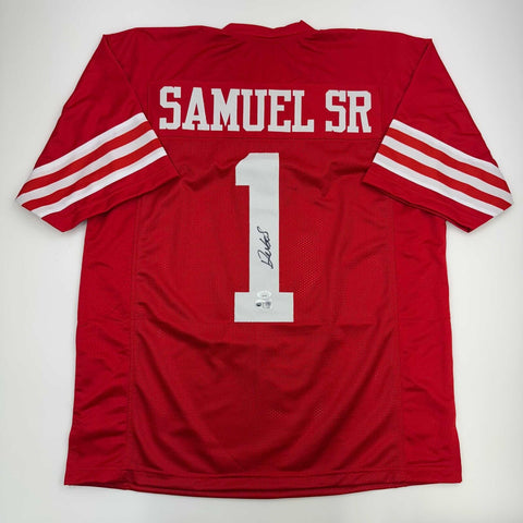 Autographed/Signed Deebo Samuel San Francisco Red Football Jersey JSA COA