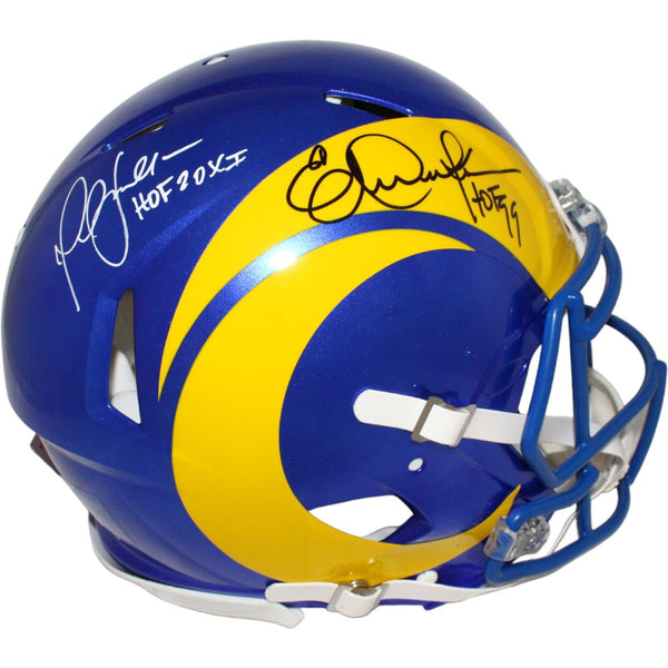 Eric Dickerson Marshall Faulk Signed LA Rams Authentic Helmet HOF BAS 42337
