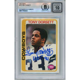 Tony Dorsett Autographed 1978 Topps #315 HOF 10 Grade Card Beckett 46488