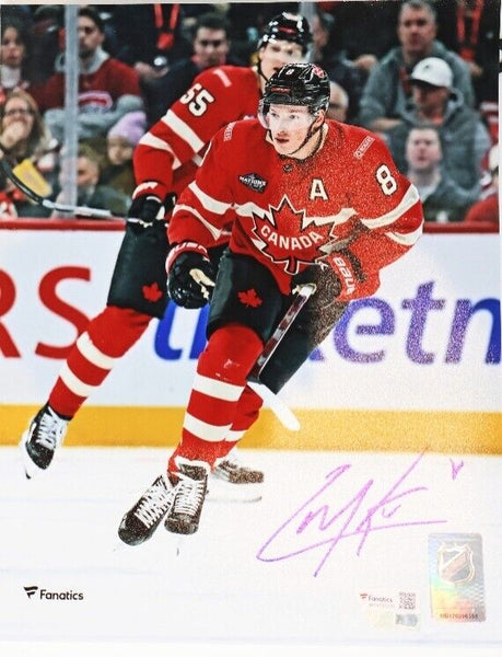 Cale Makar Autographed (blue pen) 8x10 Photo (4 Nations Faceoff) - Team Canada