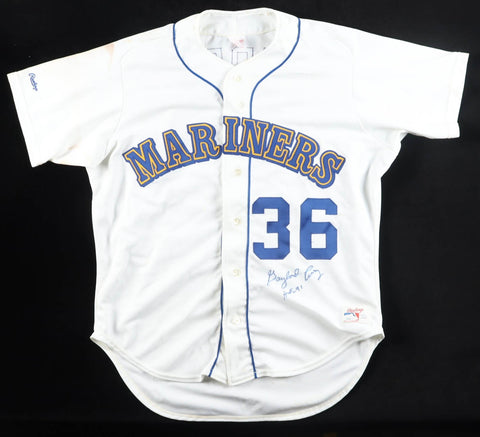 Gaylord Pery Signed Mariners Rawlings Authentic Jersey Inscribed "HOF-91" (JSA)