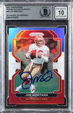 49ers Joe Montana Signed 2021 Panini Prizm RW&B #60 Card Auto 10! BAS Slabbed