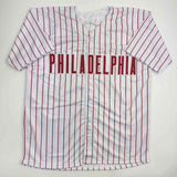 Autographed/Signed Bobby Abreu Philadelphia Pinstripe Jersey Beckett COA