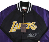Lakers Magic Johnson Signed Black M&N Warm Up Jacket w/ Patches BAS Witnessed 2