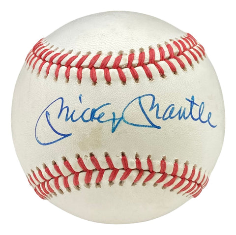 Mantle Mays Snider Signed American League Baseball Graded 8.5 PSA AB08581