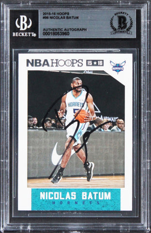 Hornets Nicolas Batum Authentic Signed 2015 Hoops #96 Card BAS Slabbed