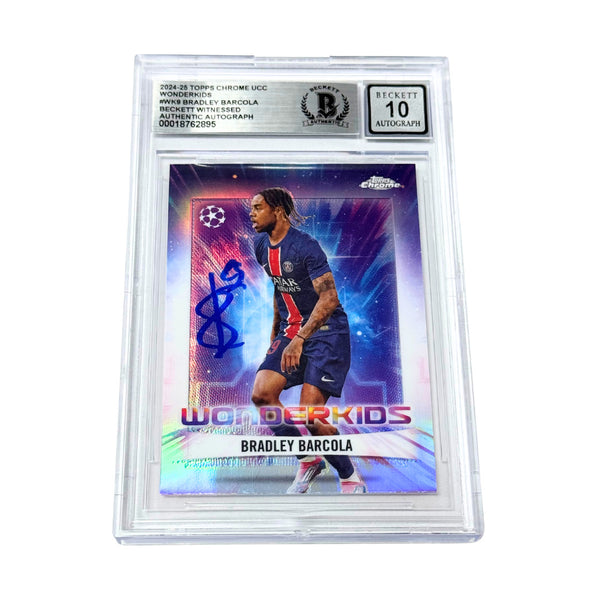 Bradley Barcola Signed 2024-25 Topps Chrome UCC Wonderkids - BGS 10 Autograph