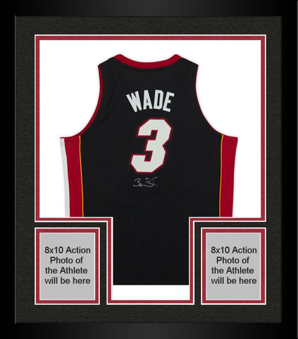 Framed Dwyane Wade Miami Heat Signed Black Mitchell & Ness Authentic Jersey