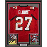 Framed Autographed/Signed LeGarrette Blount 35x39 Tampa Bay Jersey JSA COA