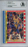 Magic Johnson Signed 1987-88 Fleer Sticker #1 Trading Card Beckett Slab 37685