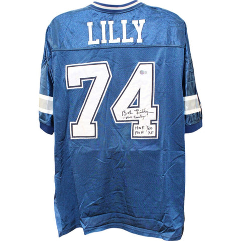 Bob Lilly Signed Dallas Cowboys Wilson Blue 56 Jersey 3 Insc Beckett 48489