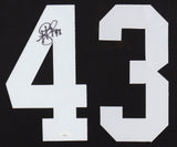 Troy Polamalu Signed Steelers 35x43 Framed Jersey (JSA) Hall of Fame Def. Back