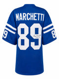 Gino Marchetti Signed Blue T/B Custom Football Jersey w/HOF'72 - (SCHWARTZ COA)