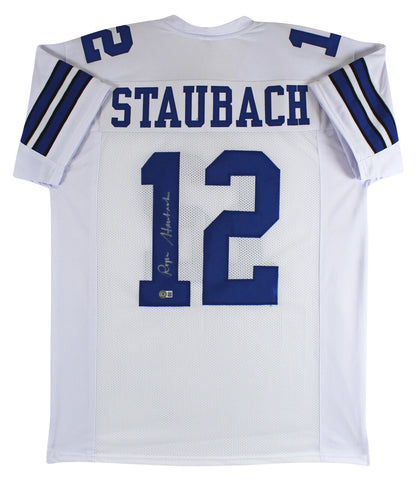 Roger Staubach Authentic Signed White Pro Style Jersey Autographed BAS Witnessed