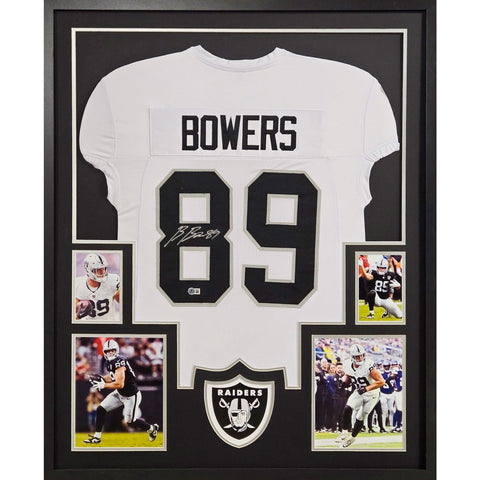 Brock Bowers Autographed Signed Framed White Raiders Jersey BECKETT
