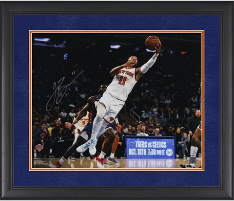 Jalen Brunson New York Knicks Framed Signed 16" x 20" Layup in White Photograph