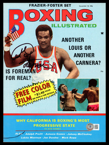 George Foreman Autographed Boxing Illustrated Magazine Beckett BAS QR #BH26948