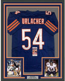 Framed Autographed/Signed Brian Urlacher 33x42 Chicago Blue Jersey JSA COA