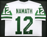 Jets Joe Namath Autographed Signed Framed White Jersey Beckett Witness #W175570