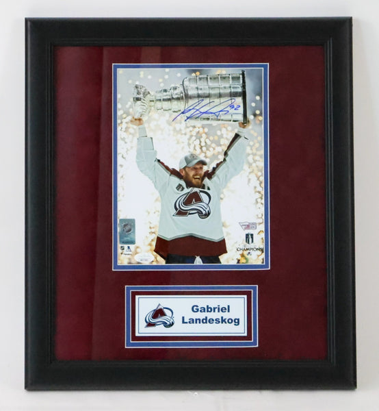 Gabe Landeskog 8x10 Autographed Photo Holding SC with Deluxe Frame JSA COA