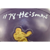 Billy Simms Autographed Heisman Trophy Purple Mini Helmet Authentic BAS 52752