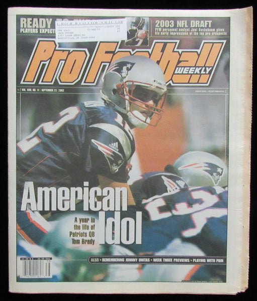 September 23, 2002 Pro Football Weekly Newspaper Tom Brady on Cover 198234