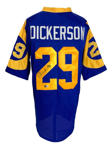 Eric Dickerson Signed Custom Blue Pro-Style Football Jersey HOF 99 BAS