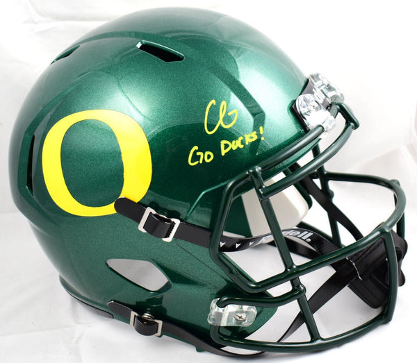 Christian Gonzalez Signed Oregon Ducks F/S Speed Helmet w/Go Ducks!