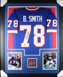Bruce Smith (Bills blue TOWER) Signed Autographed Framed Jersey Beckett