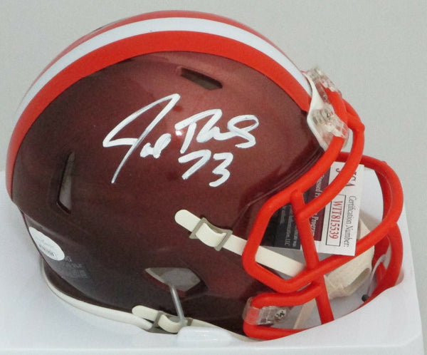 Cle Browns JOE THOMAS Signed Riddell FLASH Speed Mini Helmet AUTO JSA