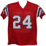 Ty Law Autographed/Signed Pro Style Red XL Jersey HOF Beckett 35676