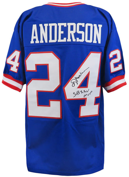 Ottis Anderson Signed Blue T/B Custom Football Jersey w/SB MVP - (SCHWARTZ COA)
