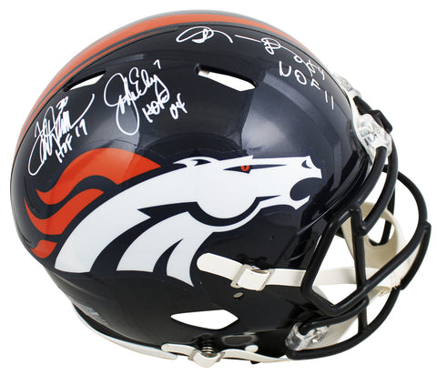 Broncos (3) Elway, Sharpe & Davis Signed Full Size Speed Proline Helmet BAS Wit