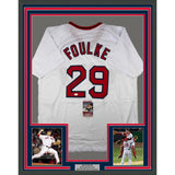 Framed Autographed/Signed Keith Foulke 35x39 Boston White Jersey JSA COA