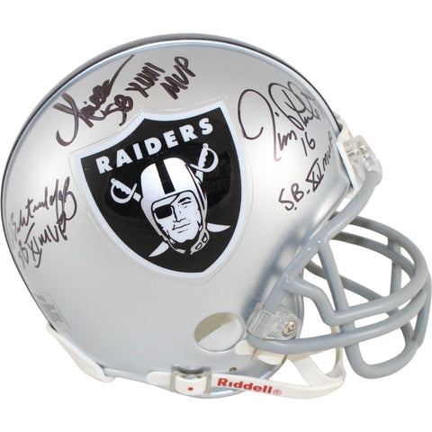Biletnikoff Plunkett Allen Signed Oakland Raiders Mini Helmet MVP Fanatics 51865