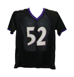 Ray Lewis Autographed/Signed Pro Style Black XL Jersey BAS 30400