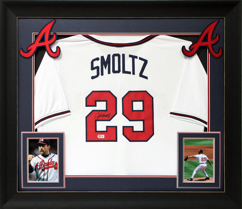 John Smoltz Authentic Signed White Pro Style Framed Jersey BAS Witnessed