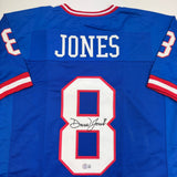 Autographed/Signed Daniel Jones New York Blue Retro Jersey BAS COA