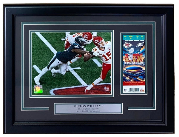 Milton Williams Framed 8x10 Eagles SB59 LIX Mahomes Strip Sack Photo w/ Rep