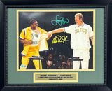 Magic Johnson & Larry Bird Autographed Retirement Framed 11x14 Photo Beckett COA