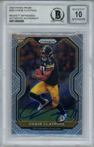 Chase Claypool Autographed 2020 Panini Prizm Rookie Card Beckett 10 Slab 35034