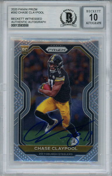 Chase Claypool Autographed 2020 Panini Prizm Rookie Card Beckett 10 Slab 35034