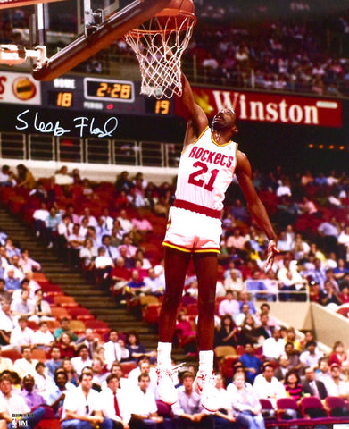 Sleepy Floyd Autographed Houston Rockets 16x20 Dunk Photo- Prova *White