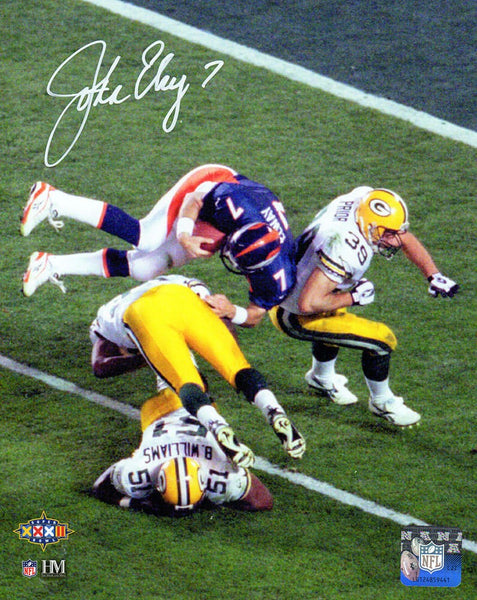 John Elway Signed Denver Broncos SB XXXII Helicopter HIt 8x10 Photo - (SS COA)