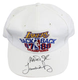 Lakers Magic Johnson & James Worthy Signed 1987-88 NBA Champs Hat BAS W #W426872